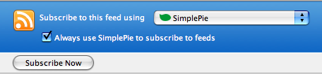 Photo of SimplePie as the default feed handler in Firefox 2